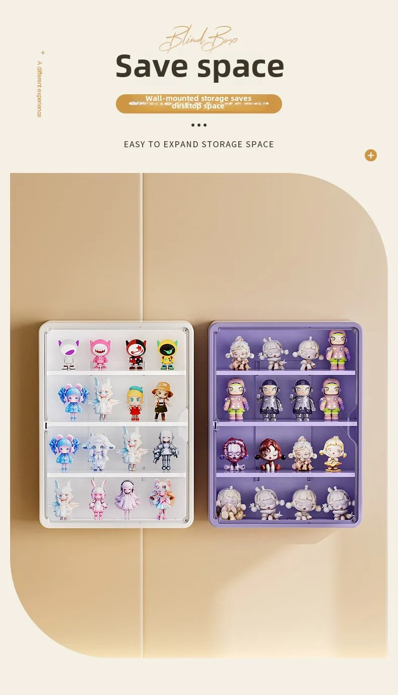 Wall-Mounted Doll Blind Box Storage Rack – Magnetic Suction Figurine Display Cabinet, Dustproof Handheld Box for Collectibles