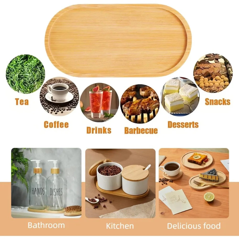 Bamboo Storage Tray – Wooden Bathroom Organizer for Shampoo, Body Wash & Toiletries, Multi-Function Countertop Accessory