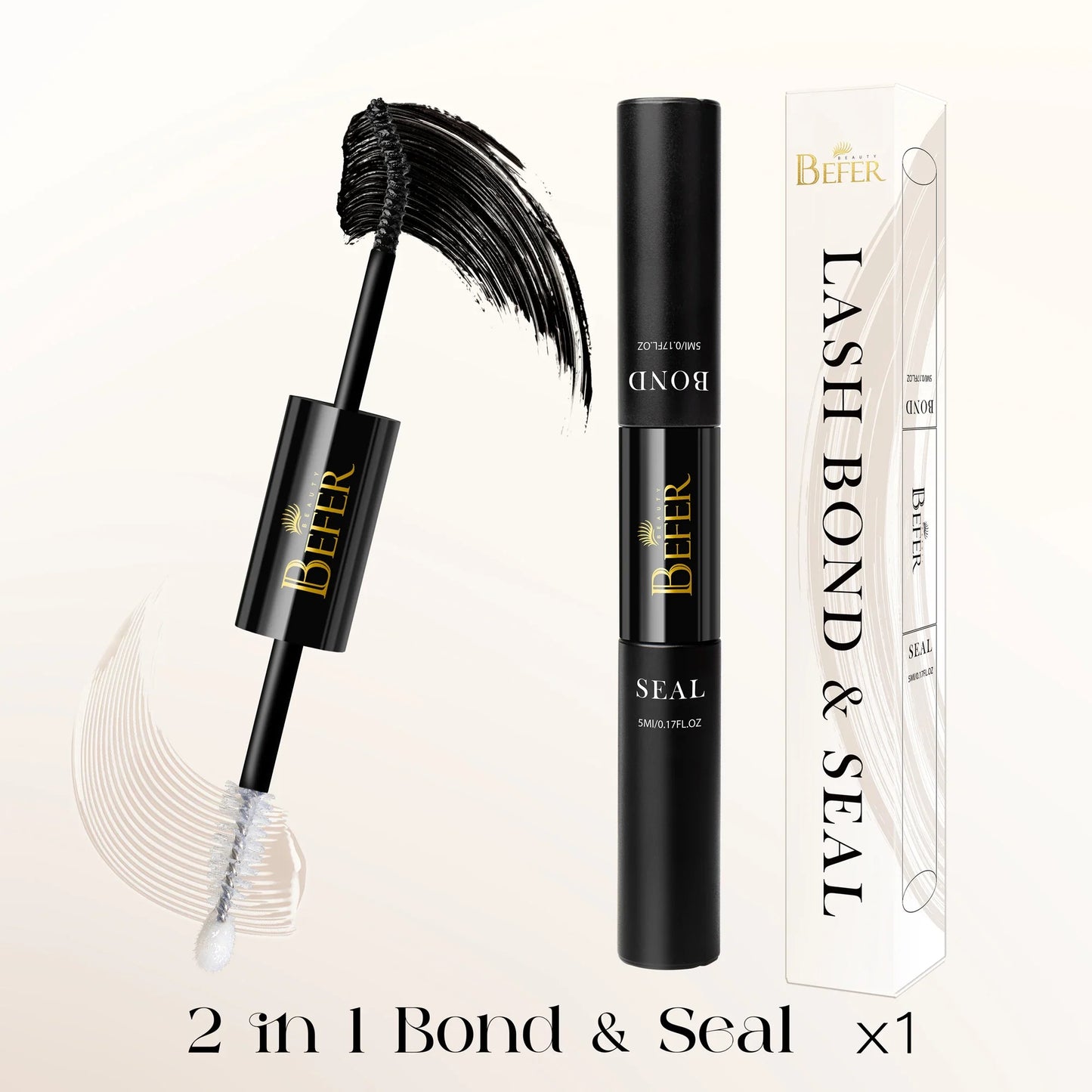 BEFER 2-in-1 Eyelash Glue & Remover — Waterproof Lash Adhesive for Strong, Long-Lasting Eyelashes