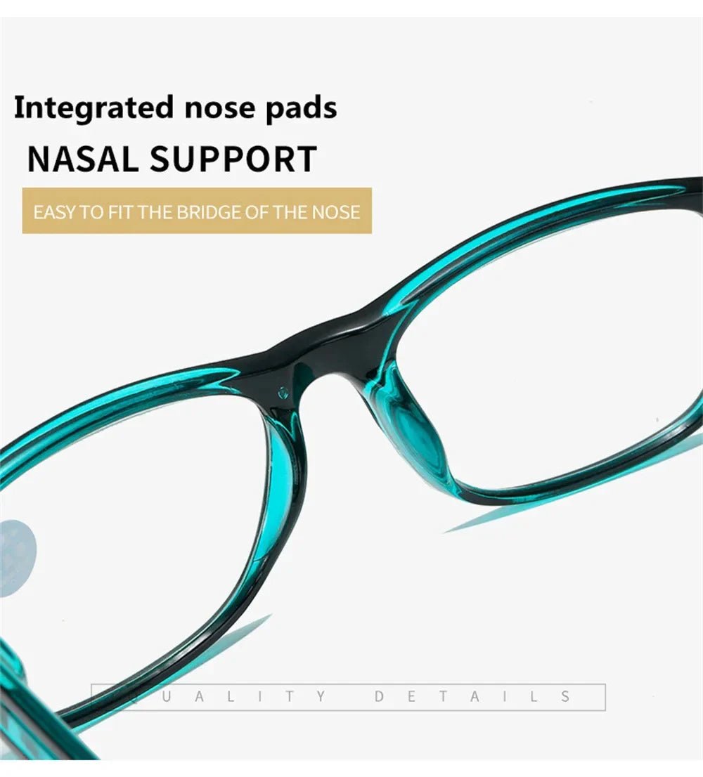 Anti Blue Light Reading Glasses – Fashion Clear Square Computer Eyewear with Spring Legs Frame for Women & Men