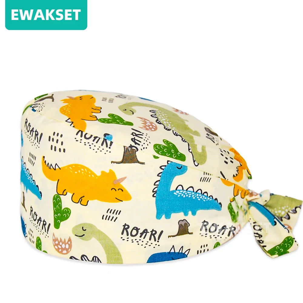 Unisex Soft Scrub Cap – Cartoon Print Surgical Hat for Men and Women, Operating Room Nursing Accessories