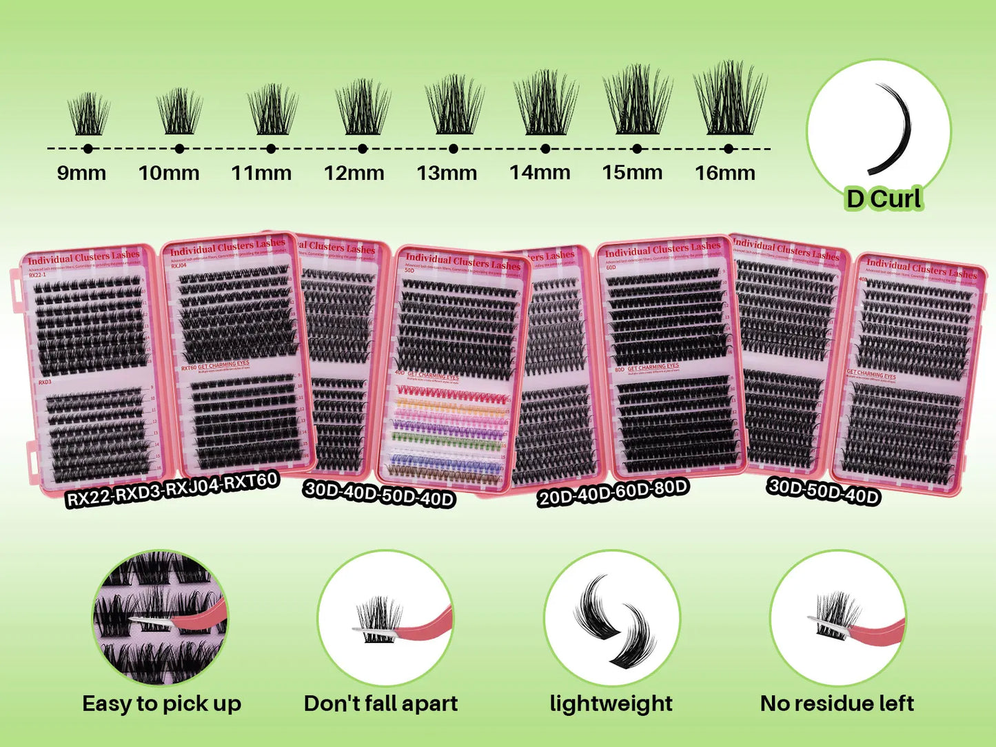 DIY Lash Clusters Book – D Curl Mega Volume Eyelash Extensions with Individual Lashes for Extensions