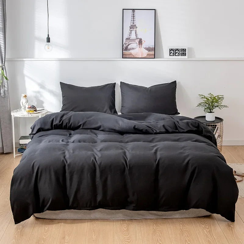 Nordic Solid Color Sanding Duvet Cover Set – 220x240cm Queen King Bedding with Pillowcases (No Sheet)