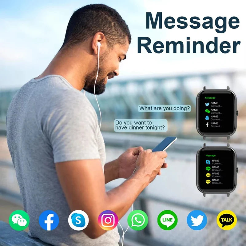 2025 New Smartwatch for Men & Women – Bluetooth Call, Fitness Tracker, Heart Rate Monitor, IP68 Waterproof, Compatible with Xiaomi, iOS & Android