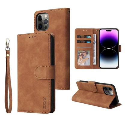 ZZXX Leather Wallet Case for iPhone 16e–6s Plus – Flip Cover with Card Holder & Protective Stand Design