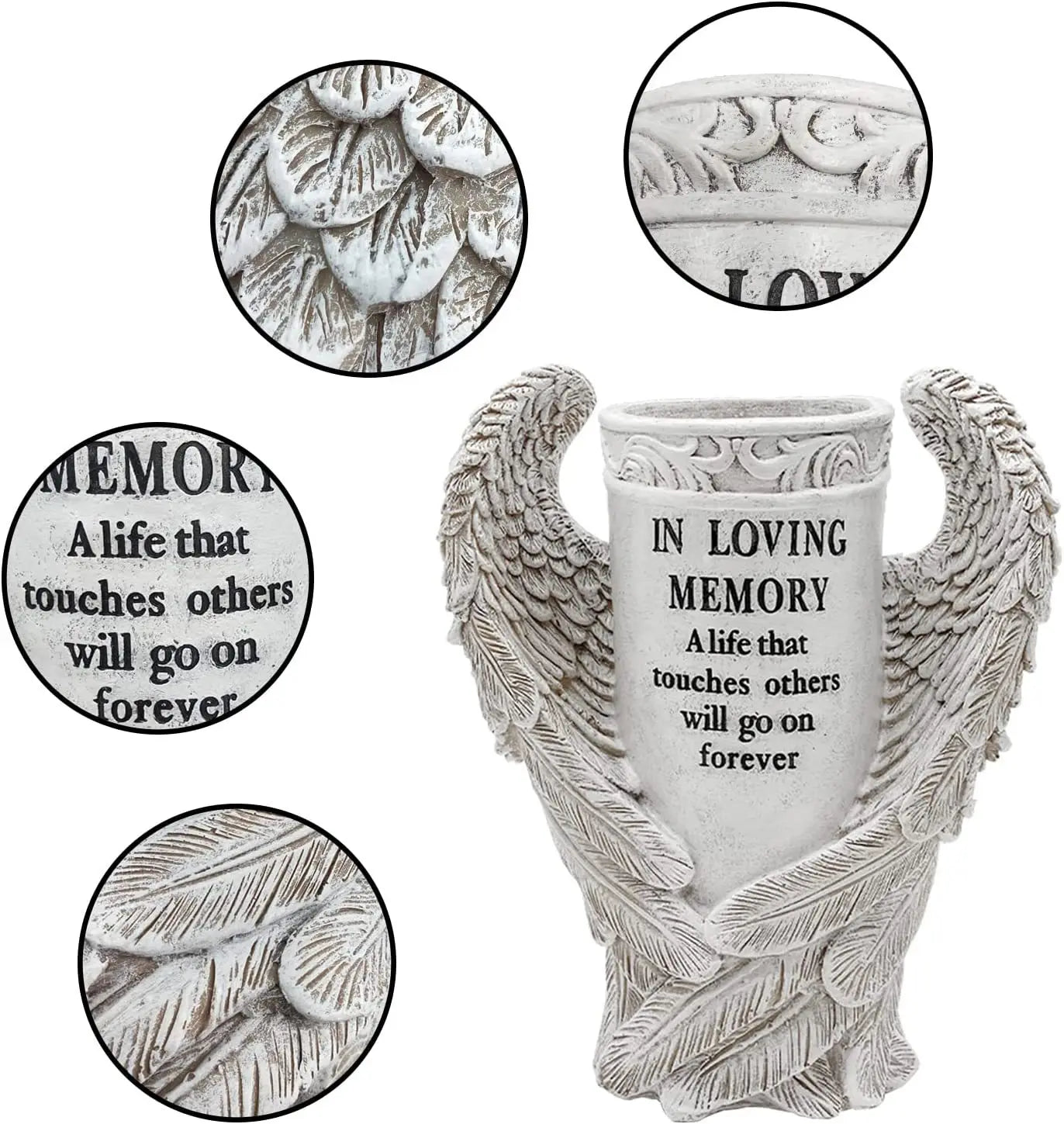 Angel Wings Memorial Figurine – Garden & Cemetery Decoration, Vase Statue, Beautiful Memorial Gift
