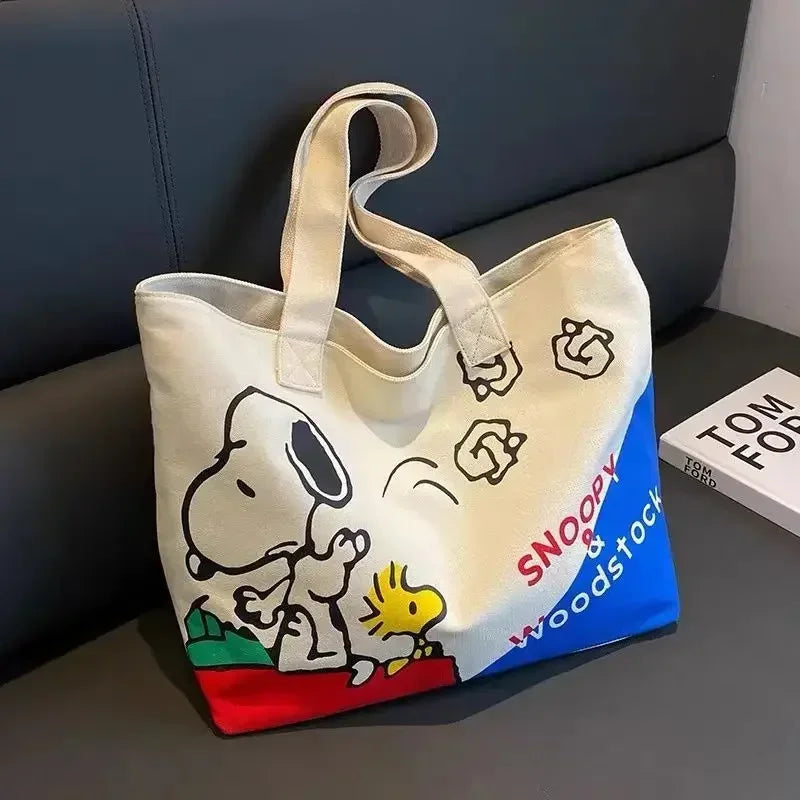 Snoopy Cartoon Canvas Bag – Large Capacity Student, Tutoring, and Messenger Shoulder Bag for Women