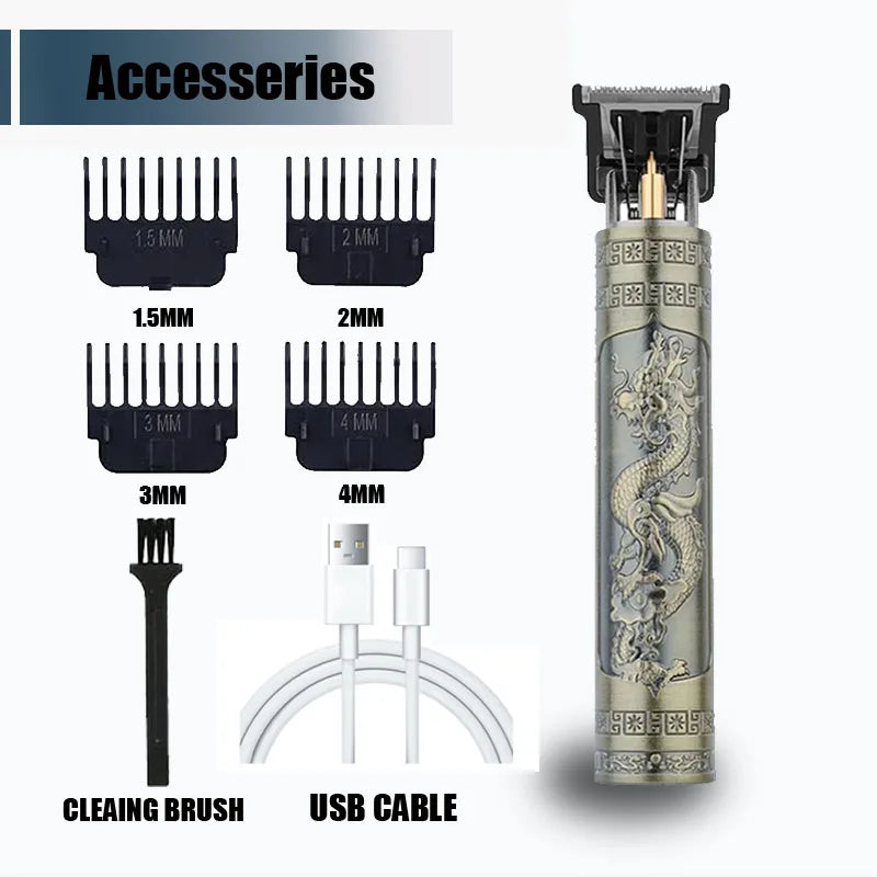 Vintage T9 Electric Hair Clipper, Rechargeable Professional Men’s Hair Cutting Machine, Barber Shaver & Beard Trimmer Tool