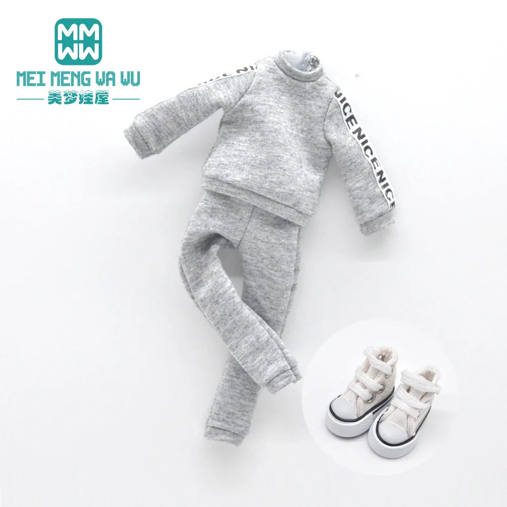 Blythe Doll Accessories Set – Fashion Sweatshirt, Shoe Covers & Sneakers for Blythe & Azone Dolls, Christmas Gift