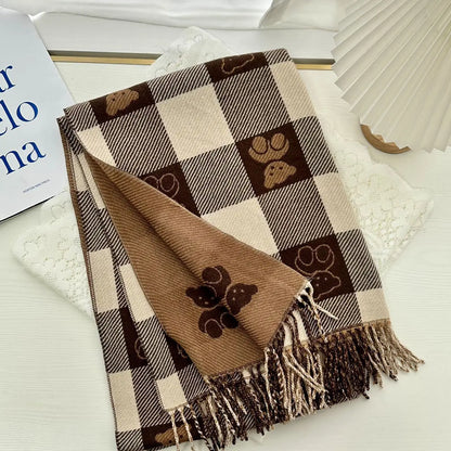 2025 Luxury Women’s Winter Cashmere Scarf — Warm Pashmina with Tassels, Printed Long Shawl, Thick Foulard Bufanda