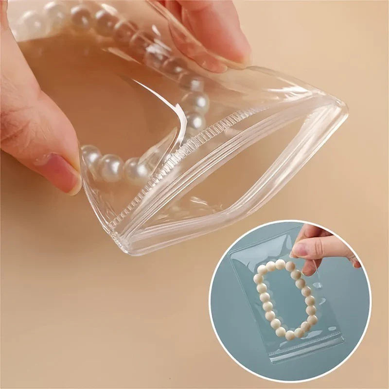 10–100PCS PVC Self-Sealing Zip Lock Bags — Thick Transparent Reclosable Pouches for Jewelry & Gift Storage