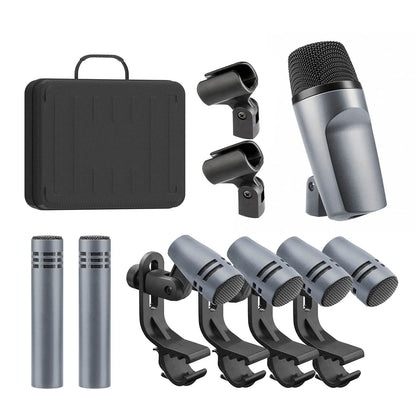 E608 Kick Drum Microphone 7-Piece Kit - For Bass, Snare, Toms, Cymbals, Studio & Live Performance Recording
