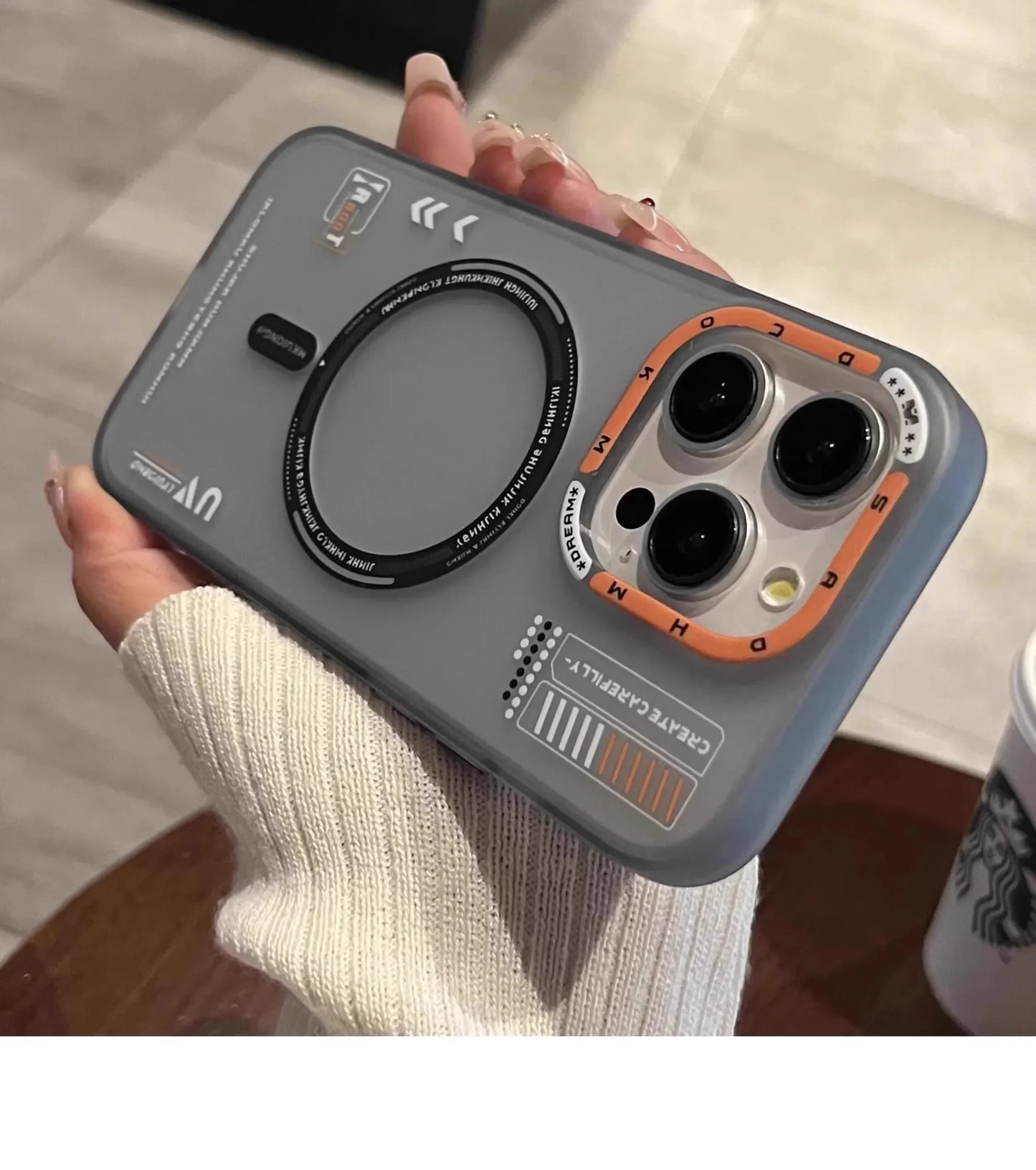 Matte Magnetic iPhone Case — Frosted Back, Metal Lens Frame & Buttons, MagSafe Wireless Charging for iPhone 13–17 Pro Max