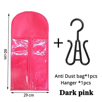 Wig Storage Bag with Hanger - Plastic Hanging Organizer for Virgin Hair, Black Wigs & Multiple Hair Extensions