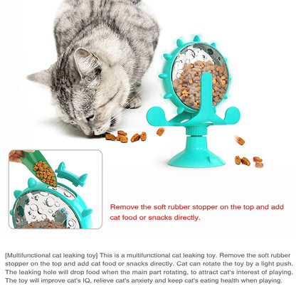 Interactive Cat and Small Dog Treat Leaking Toy: Slow Feeder Dispenser with Rotatable Wheel for IQ Improvement - Fun Kitten and Puppy Accessories