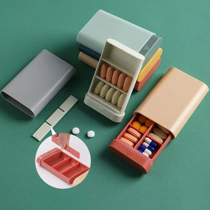 Mini Portable Travel Vitamin Pill Box: Small Container Organizer with 7 Days, 6 Grids - Medicine and Fish Oils Storage Tablet Case
