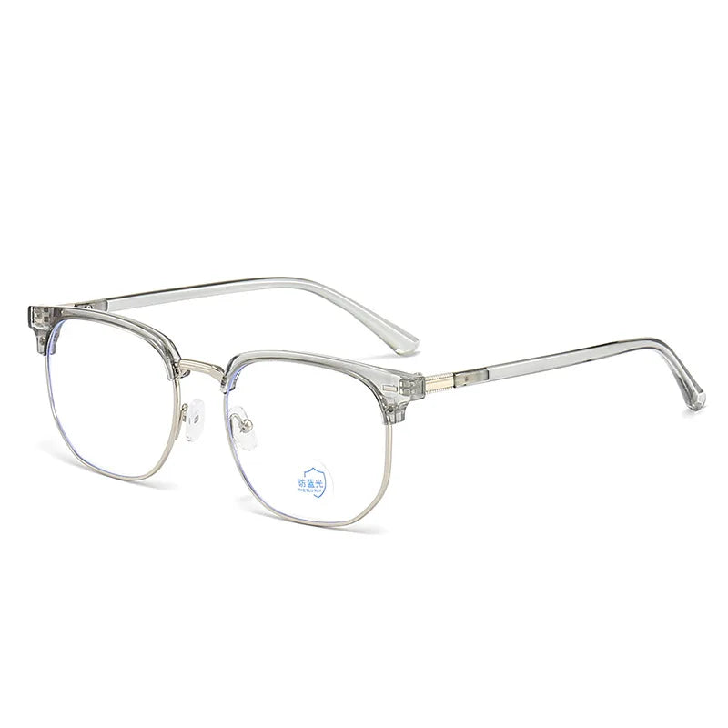 XJiea 2024 Photochromic Blue Light Blocking Glasses – Semi-Rimless Rectangle Eyewear for Men & Women, Office & Computer Use