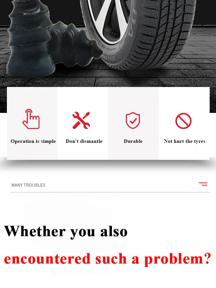 10/30PCS Car & Motorcycle Tyre Repair Nail Set – Universal Rubber Puncture Repair Tool for Truck, Scooter & Bike Tires