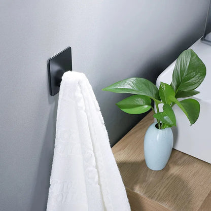 Bathroom Adhesive Wall Hooks - Stainless Steel Multi-Purpose Towel Rack Hooks for Kitchen & Home Storage
