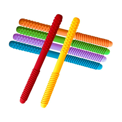 1/6pcs Baby Teething & Speech Therapy Chew Tubes – Hollow Molar Straw Oral Motor Training Teether Toys for Kids with Handle Grip
