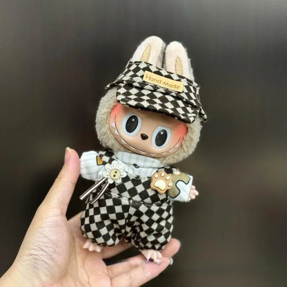 Mini Plush Doll Clothes Set – Kpop EXO Labubu Idol Overalls Outfit for 15-17cm Dolls, Clothing Gift