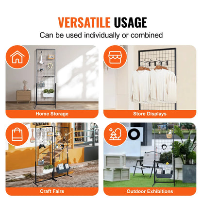 SucceBuy Grid Wall Display Panels - Double-Sided Wire Grid Rack with Hooks for Retail & Craft Shows