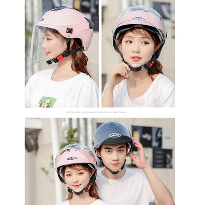 LED Motorcycle Helmet with Double Visor – Rechargeable Electric Scooter & Bicycle Safety Helmet for Men & Women Night Riding Protection