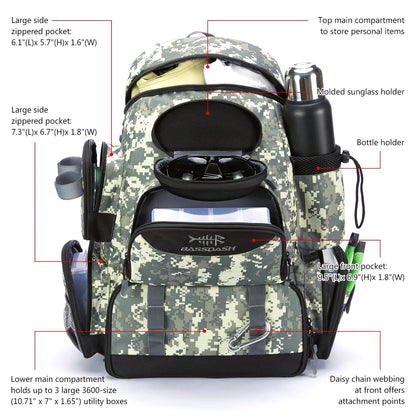 Bassdash Fishing Tackle Backpack – Lightweight Multifunctional Tactical Bag with Tackle Box