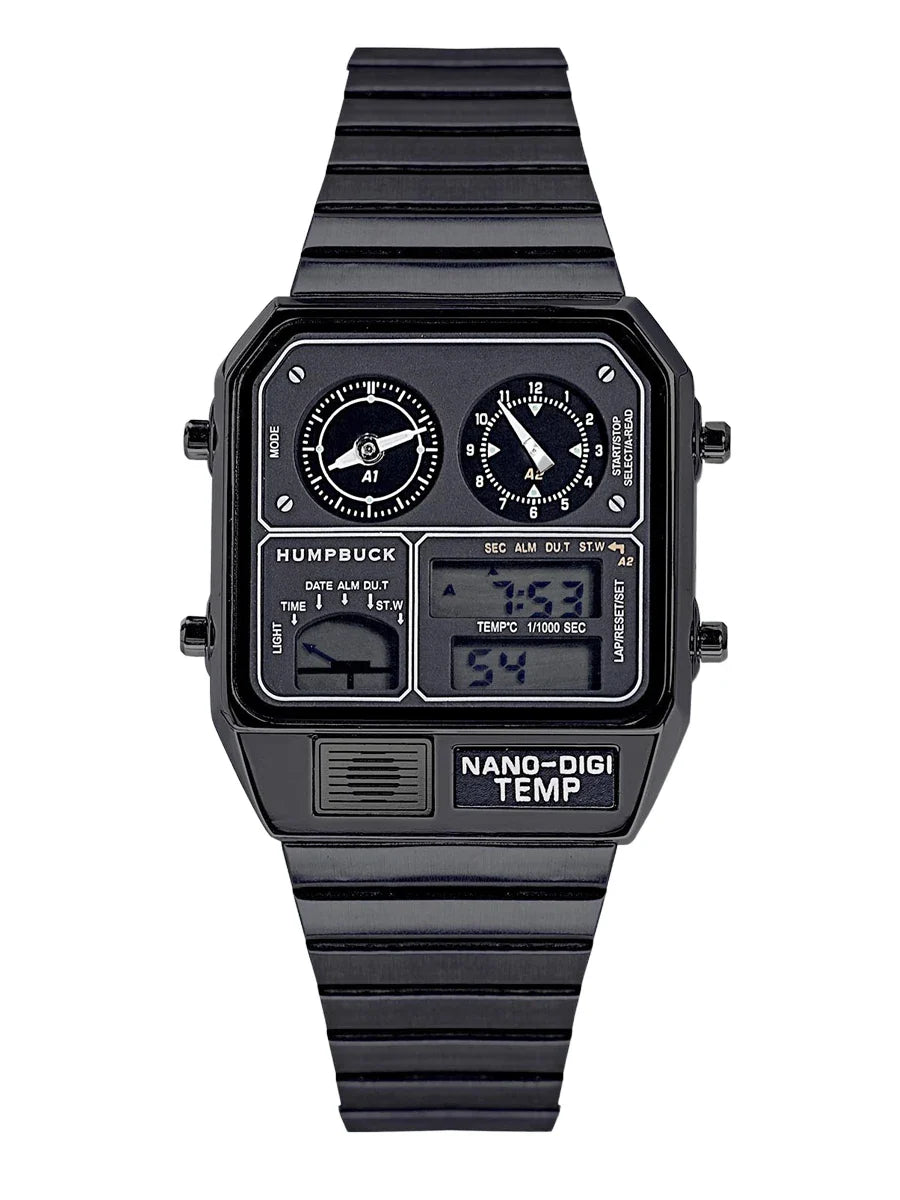 HUMPBUCK Men’s Digital Watch – Multifunctional Classic Wristwatch with Temperature, Stopwatch, Dual Time & Calendar