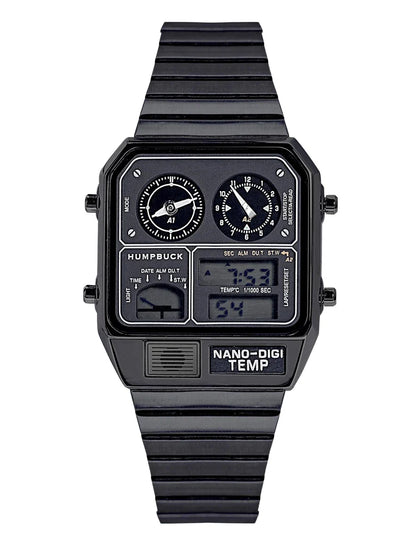 HUMPBUCK Digital Watch for Men – Classic Multifunctional Wristwatch with Temperature, Stopwatch, Dual Time & Calendar