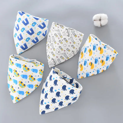 5PCS Baby Saliva Towels – Triangle Cotton Bandana Bibs, Waterproof and Absorbent Scarf for Newborn Boys & Girls