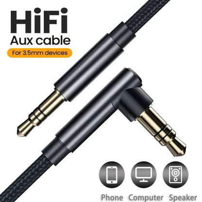 3.5mm 90° Elbow Male-to-Male Audio Cable — Speaker Aux Wire for Samsung Xiaomi MP3/4 Car Headphone Adapter Cord