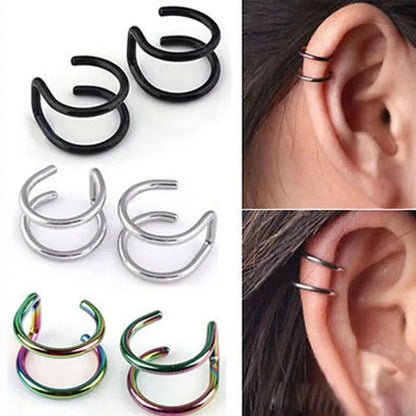 316L Stainless Steel Clip-On Ear Cuffs & Fake Lip Rings – Non Piercing Jewelry for Men & Women