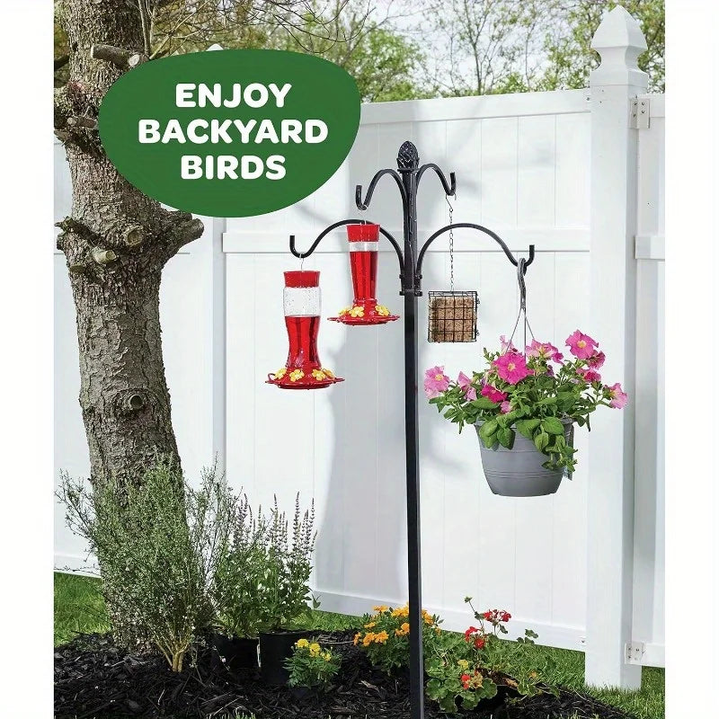Suspended Hummingbird Feeder – 13.5oz Bird Feeder with Hook and 5 Nectar Feeding Ports