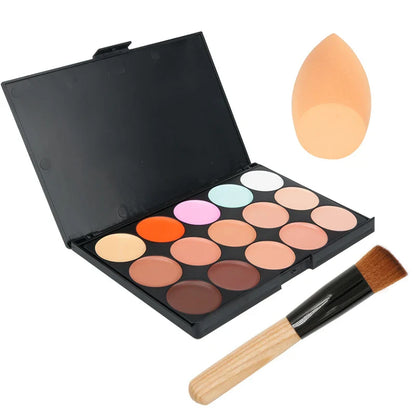 15-Color Professional Concealer & Contour Palette – Full Coverage Camouflage Cream Foundation Makeup Kit