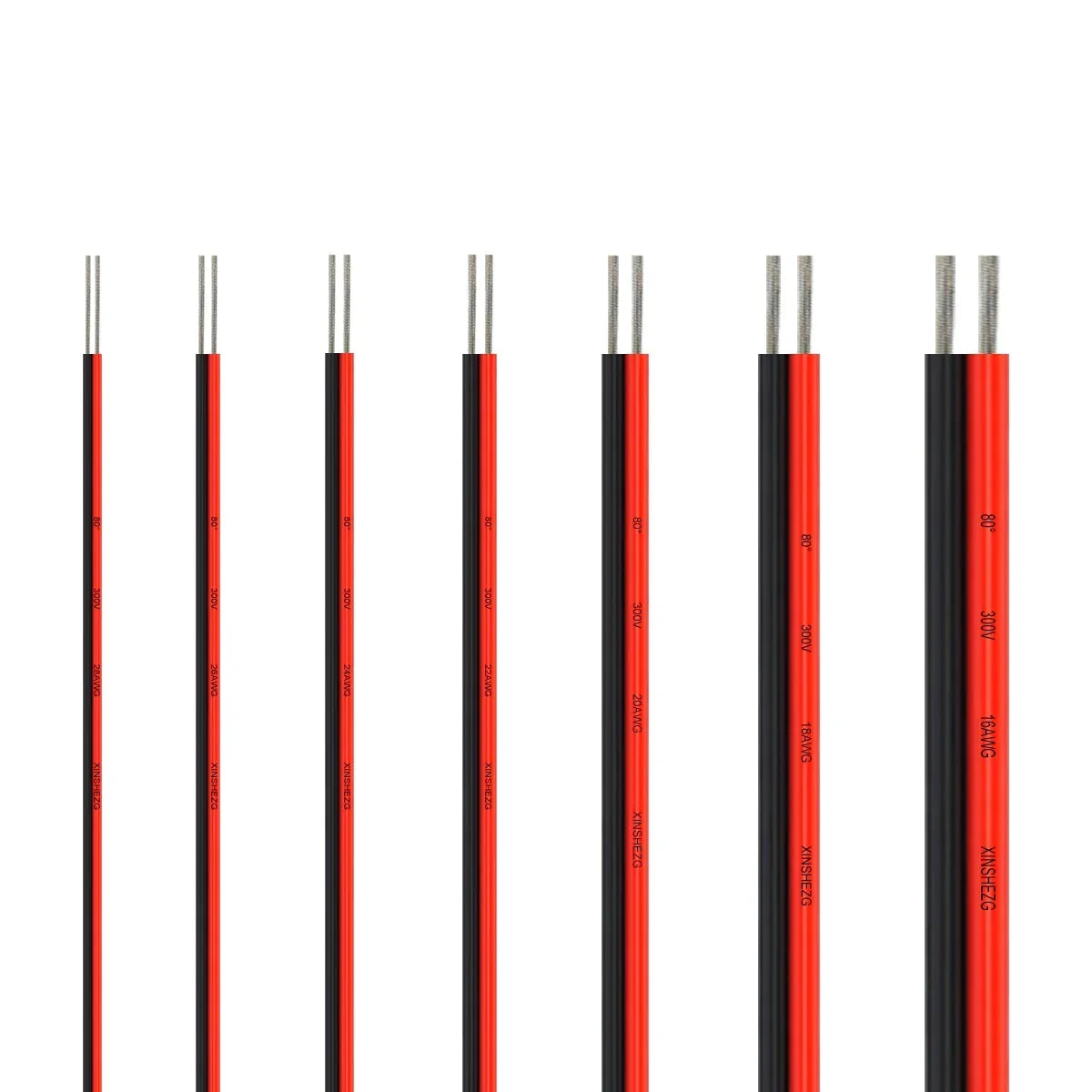 2-PIN Electrical Wire – Tinned Copper PVC Insulated Red & Black Cable for LED Strip Light Extension, 18/26/28 AWG
