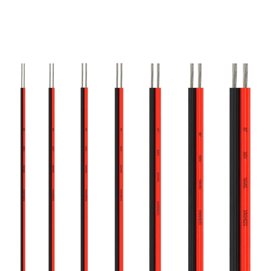 2-PIN Electrical Wire – Tinned Copper PVC Insulated Red & Black Cable for LED Strip Light Extension, 18/26/28 AWG