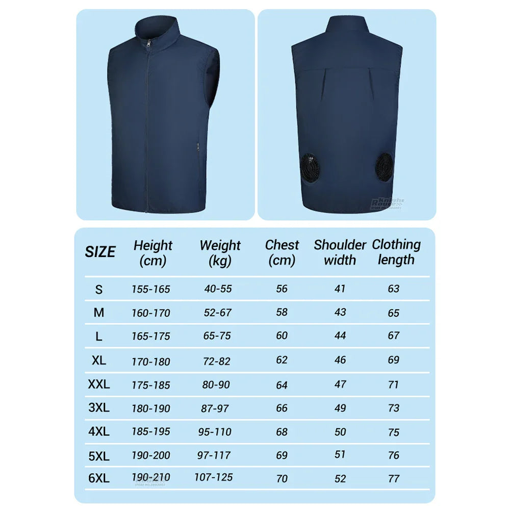 2024 Wearable Cooling Fan Vest – Air-Conditioned Cooling Clothes, 13 Hours of Relief for High-Temperature Work, Fishing & Hiking