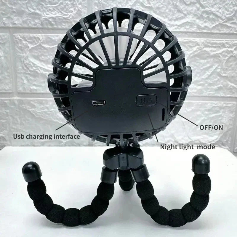 Rechargeable Baby Stroller Fan: Handheld USB Bladeless Mini Ventilator - Silent Cooling for Outdoor Use, Neck and Table Fan