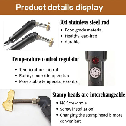 Handheld Copper Hot Stamping Machine – Electric Branding Iron for Wood, Leather & Cake DIY Crafts