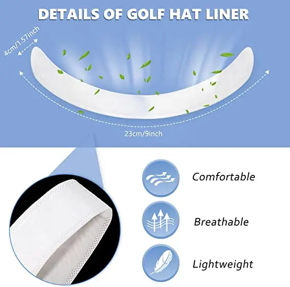Hat Sweat Absorber Stickers – Summer Cap Liner Bands, Adhesive Sweatband Strips for Visor Hat Size Reduction