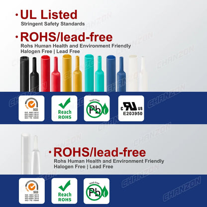 1.22M-2.5M Heat Shrink Tube with Glue – 4:1 Double Wall Adhesive Lined, Waterproof Marine Grade Shrinking Wrap for Wire