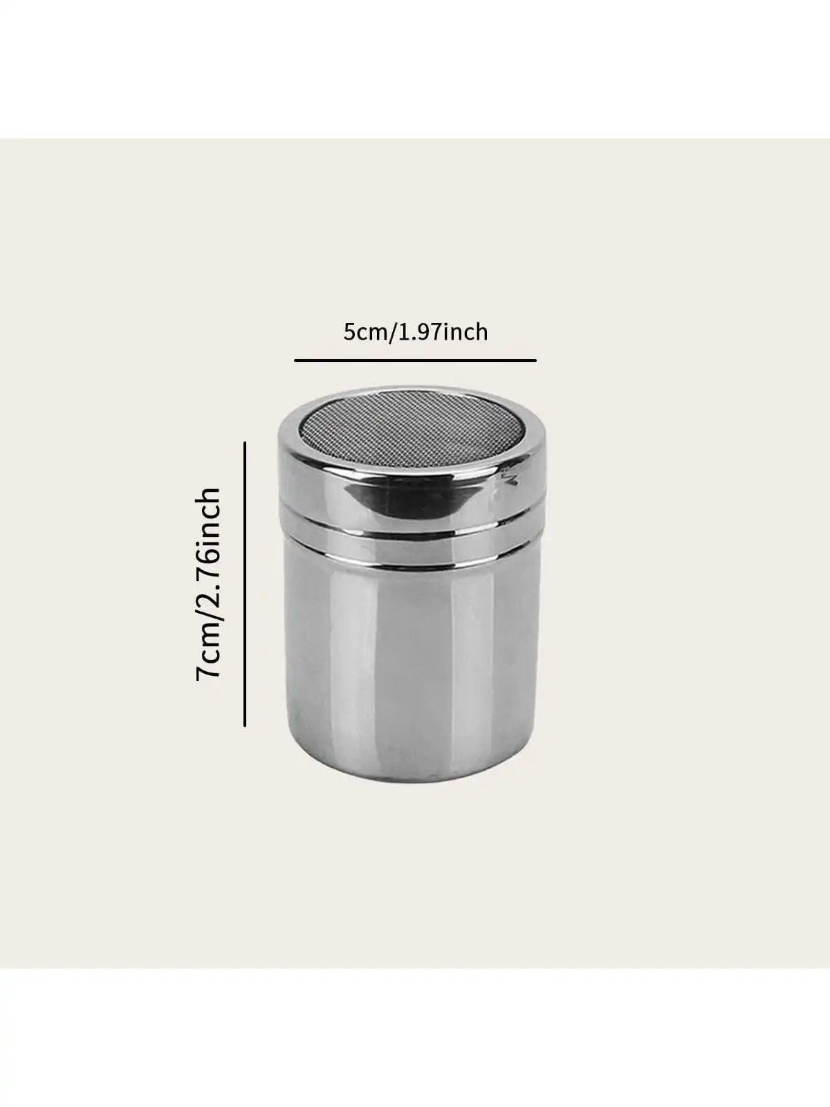 Silver Stainless Steel Mesh Shaker – Dusting Spice Jar for Salt, Sugar, Pepper, Cocoa & Icing Powder