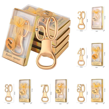 Golden Birthday Bottle Opener – Ideal for 30th to 80th Birthday Parties and Wedding Anniversaries, Perfect Guest Favor