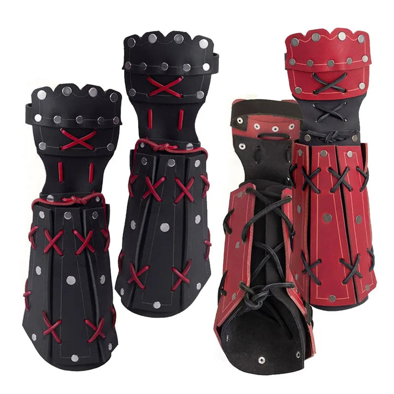 Medieval Ninja Samurai PU Leather Arm Bracer – Long Glove Viking Knight Cosplay Steampunk Gauntlet Wristband