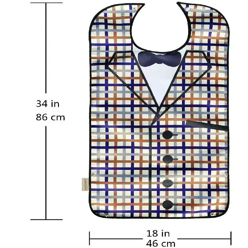 1Pcs Waterproof Adult Bib for Eating - Washable and Reusable Apron, Clothing Protector with Crumb Catcher for Elderly Men and Women