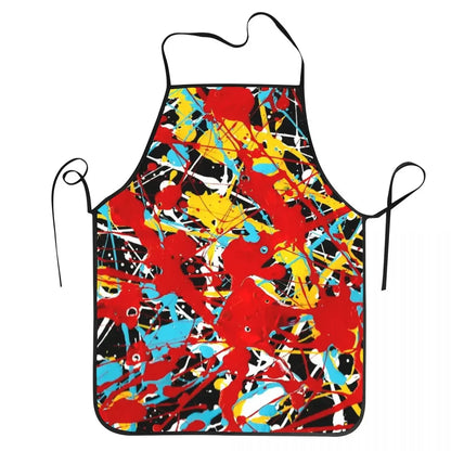Funny Paint Splatter Bib Apron – Multicolor Kitchen Chef Artist Graffiti Cooking & Baking Tablier for Men & Women
