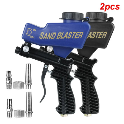Gravity Feed Pneumatic Sandblasting Gun Set - Adjustable Rust & Paint Blasting Tool