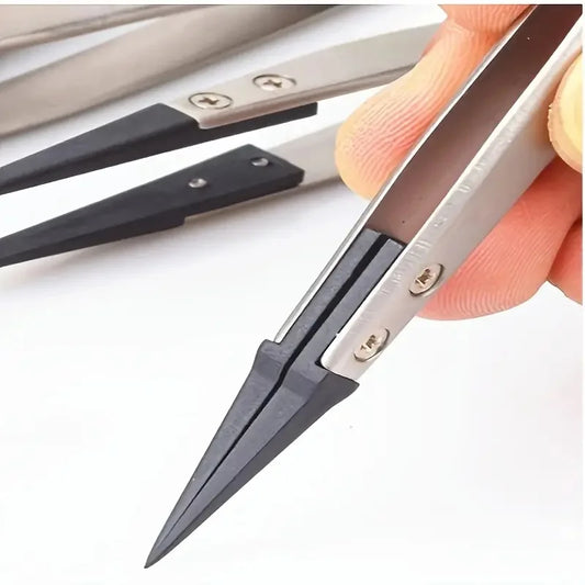 ESD Safe Precision Tweezers – Anti-Static Heavy Duty Metal Tip Tool for Electronics Repair, Jewelry & Fine Assembly Work