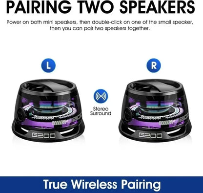 Mini Travel Bluetooth Speaker – Portable Outdoor Stereo with Magnetic Base, RGB Lights & Phone Holder for iOS